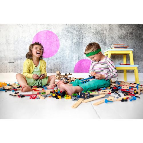 Brio Builder 34591 - Builder Motor Set - 120 Piece Construction Set STEM Toy with Wood and Plastic Pieces and a Motor for Kids Age 3 and Up