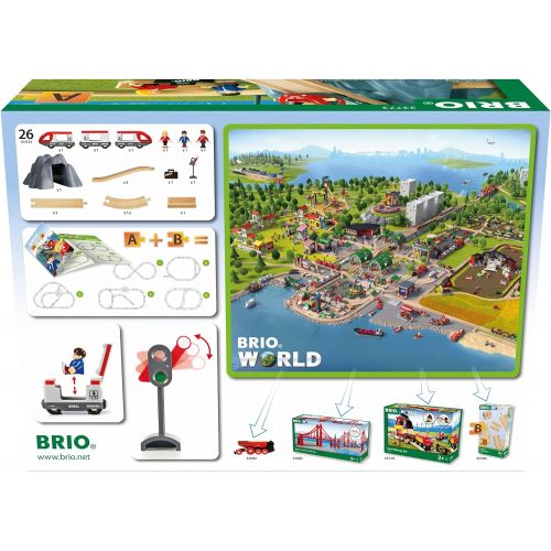  BRIO World - 33773 Railway Starter Set | 26 Piece Toy Train with Accessories and Wooden Tracks for Kids Age 3 and Up