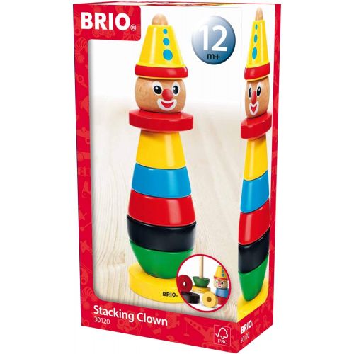  BRIO Infant & Toddler 30120 - Stacking Clown - 9 Piece Wood Stacking Toy for Kids Ages 1 and Up