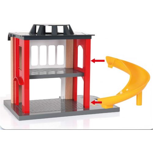  BRIO World - 33833 Central Fire Station | 12 Piece Toy for Kids with Fire Truck and Accessories for Kids Ages 3 and Up
