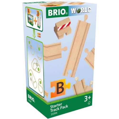  BRIO World - 33394 Starter Track Pack | 13Piece Wooden Train Tracks For Kids Ages 3 & Up