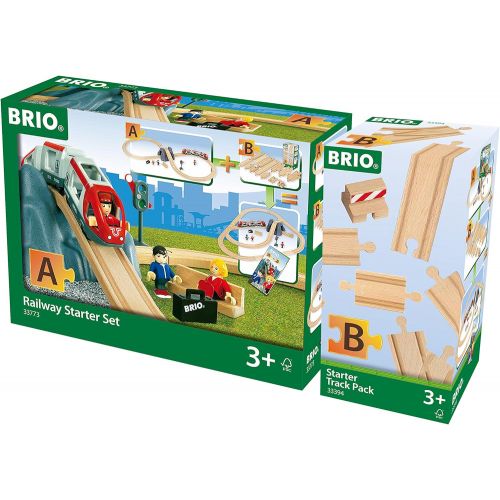  BRIO World - 33394 Starter Track Pack | 13Piece Wooden Train Tracks For Kids Ages 3 & Up