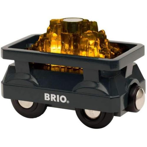  Brio World - 33896 Light Up Gold Wagon | 2 Piece Wagon Toy for Kids Ages 3 and Up