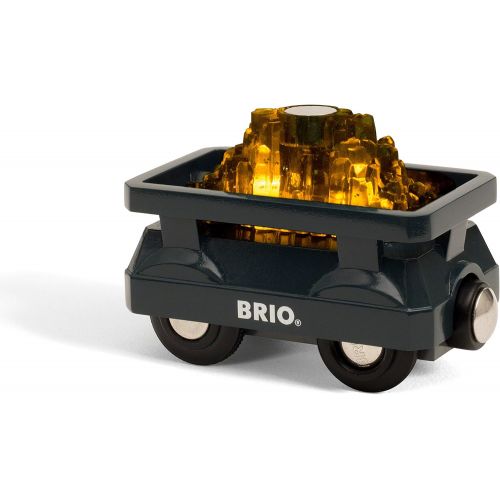  Brio World - 33896 Light Up Gold Wagon | 2 Piece Wagon Toy for Kids Ages 3 and Up