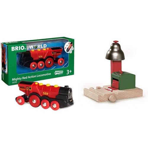  Brio Mighty Action Locomotive Toy Train, Red - Battery Operated Toy Train With Light and Sound Effects