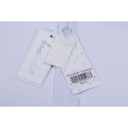  Briobebe Blue Cotton Check Print Collar Bodysuit