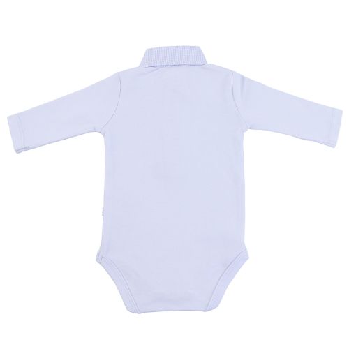  Briobebe Blue Cotton Check Print Collar Bodysuit