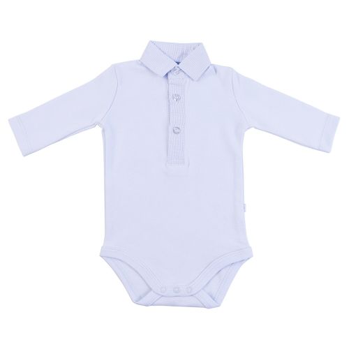  Briobebe Blue Cotton Check Print Collar Bodysuit