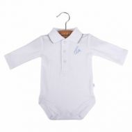 Briobebe Boys White Cotton Pique Knit Bodysuit