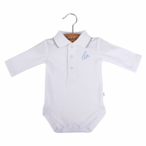  Briobebe Boys White Cotton Pique Knit Bodysuit