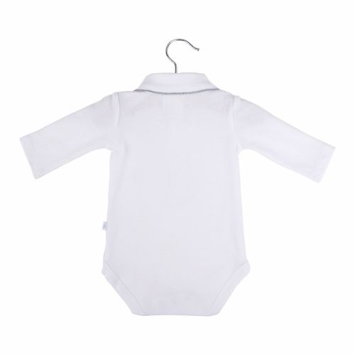  Briobebe Boys White Cotton Pique Knit Bodysuit