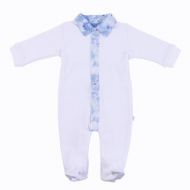 Briobebe Boys Liberty Fabrics White and Blue Cotton Jumpsuit