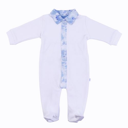  Briobebe Boys Liberty Fabrics White and Blue Cotton Jumpsuit