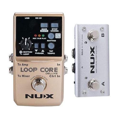  Briskdrop NUX Loop Core Deluxe Guitar Looper and Footswitch Bundle with 6 MXR Patch Cables and Power Supply(LoopCoreDeluxeBundle)