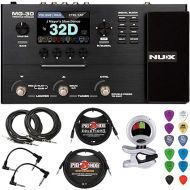 Briskdrop NUX MG-30 Guitar Multi-Effects Pedal Bundle with 2 Patch Cables, 2 Instrument Cables, 3.5mm Aux Cable, 1/4 TRS Cable, and Silver MG-30-bundle 0