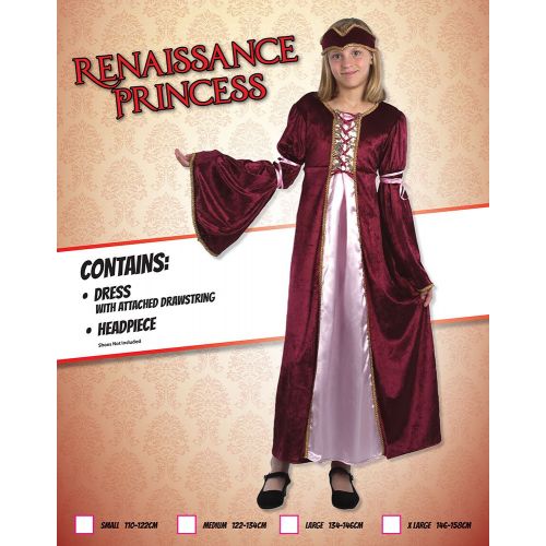  Bristol Novelty Renaissance Princess Costume (L) Childs Age 7 - 9 Years