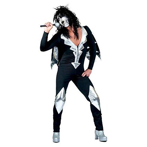  할로윈 용품Bristol Novelty Black/Silver Glam Rock Jumpsuit 56/58 Costumes Mens XL