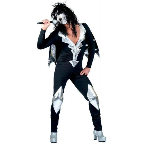  할로윈 용품Bristol Novelty Black/Silver Glam Rock Jumpsuit 56/58 Costumes Mens XL