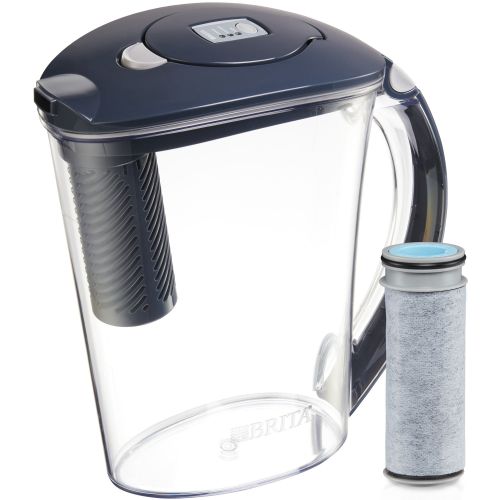  Brita Large 10 Cup Stream Filter as You Pour Water Pitcher with 1 Filter, Rapids BPA Free, Carbon Gray