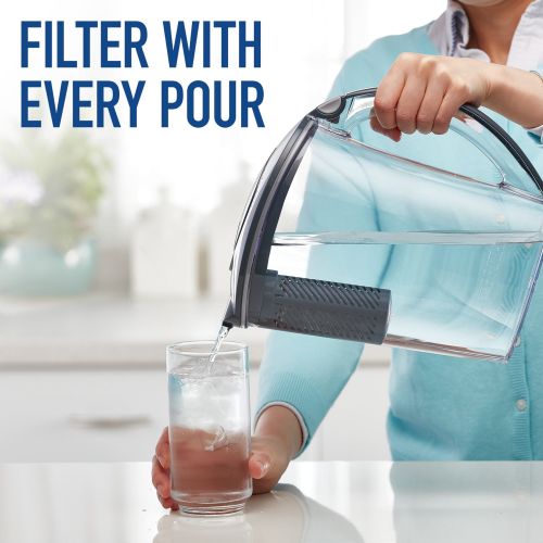  Brita Large 10 Cup Stream Filter as You Pour Water Pitcher with 1 Filter, Rapids BPA Free, Carbon Gray