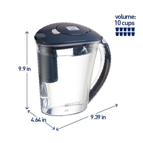  Brita Large 10 Cup Stream Filter as You Pour Water Pitcher with 1 Filter, Rapids BPA Free, Carbon Gray