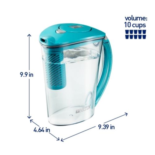  BRITA PRODUCTS CO Brita 10 Cup Stream Filter as You Pour Water Pitcher with 1 Filter, Rapids, BPA Free, Lake Blue