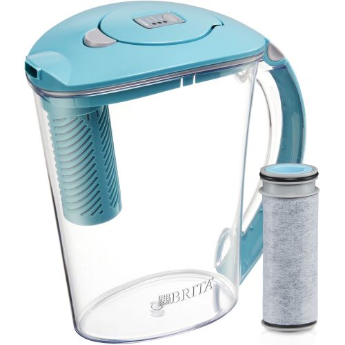  BRITA PRODUCTS CO Brita 10 Cup Stream Filter as You Pour Water Pitcher with 1 Filter, Rapids, BPA Free, Lake Blue