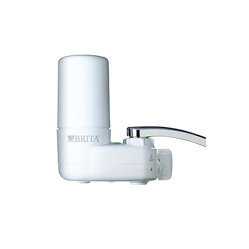  Brita Basic Faucet Mount Water Filtration System, BPA-Free Faucet Water Purifier, Replaces 2,250 Plastic Water Bottles a Year, Lasts Four Months or 100 Gallons, Kitchen Accessories