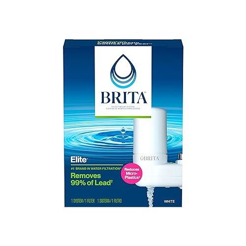  Brita Basic Faucet Mount Water Filtration System, BPA-Free Faucet Water Purifier, Replaces 2,250 Plastic Water Bottles a Year, Lasts Four Months or 100 Gallons, Kitchen Accessories