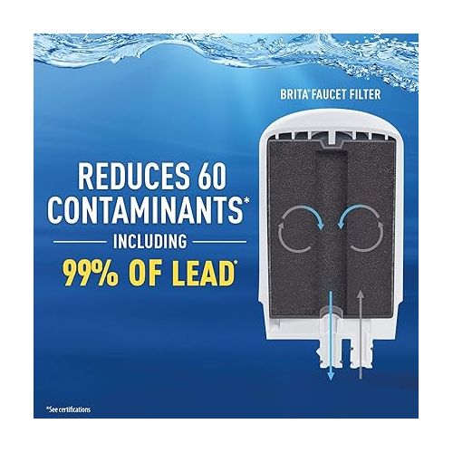  Brita Tap Water Filter, Water Filtration System Replacement Filters For Faucets, Reduces Lead, BPA Free - Chrome, 1 Count