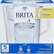 Brita Water Pitcher, Slim, Capacity, Includes One Advanced Filter, White - 5 Cup Size
