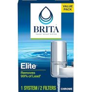 Brita Faucet Mount System, Water Faucet Filtration System with Filter Change Reminder, Reduces Lead, Made Without BPA, Fits Standard Faucets Only, Elite, Chrome, Includes 2 Replacement Filters