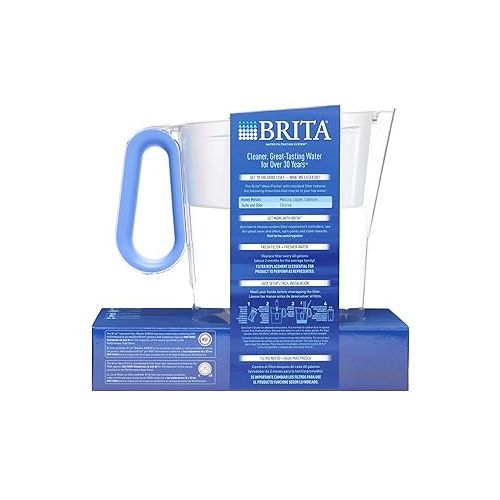  Brita Wave Filtered Water Filter Pitcher 10 Cup Capacity Includes 2 Filters - Blue