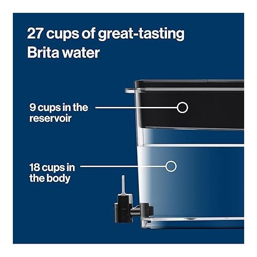  Brita UltraMax Large Water Dispenser with Elite Filter, BPA-Free, Replaces 1,800 Plastic Water Bottles a Year, Lasts Six Months or 120 Gallons, Includes 1 Filter, Kitchen Accessories, Large - 27-Cup