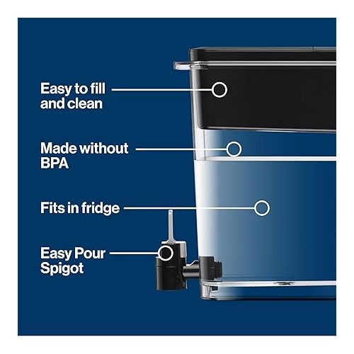  Brita UltraMax Large Water Dispenser with Elite Filter, BPA-Free, Replaces 1,800 Plastic Water Bottles a Year, Lasts Six Months or 120 Gallons, Includes 1 Filter, Kitchen Accessories, Large - 27-Cup