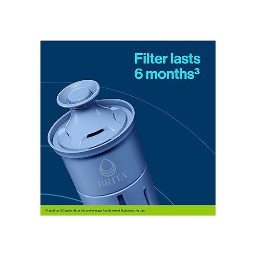  Brita Everyday Elite Water Filter Pitcher with SmartLight Filter Change Indicator, BPA-Free, Replaces 1,800 Plastic Water Bottles a Year, Lasts Six Months, Includes 1 Filter, Large - 10-Cup, Blue