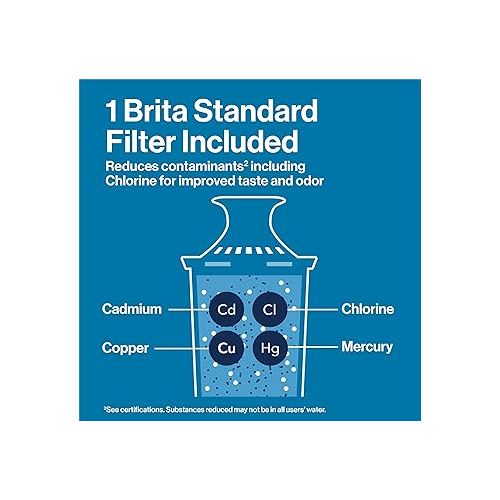  Brita Large Water Filter Pitcher for Tap and Drinking Water with SmartLight Filter Change Indicator + 1 Standard Filter, Lasts 2 Months, 10-Cup Capacity, Black