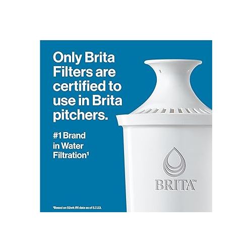  Brita Large Water Filter Pitcher, BPA-Free Water Pitcher, Replaces 1,800 Plastic Water Bottles a Year, Lasts Two Months or 40 Gallons, Includes 1 Filter, 10-Cup Capacity, Bright White