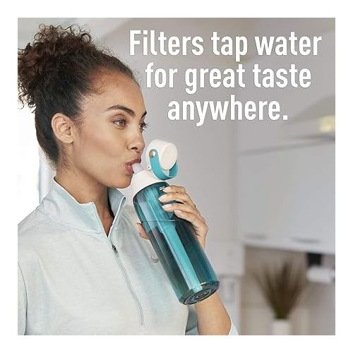  Brita Hard-Sided Plastic Premium Filtering Water Bottle, BPA-Free, Replaces 300 Plastic Water Bottles, Filter Lasts 2 Months or 40 Gallons, Includes 1 Filter, Kitchen Accessories, Sea Glass - 26 oz