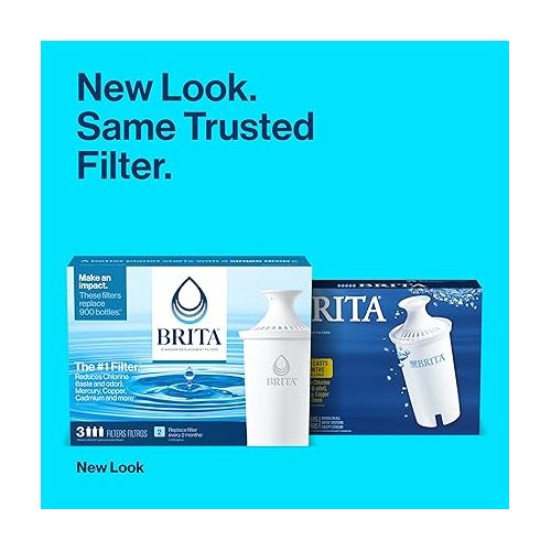  Brita Standard Water Filter, BPA-Free, Replaces 1,800 Plastic Water Bottles a Year, Lasts Two Months or 40 Gallons, Includes 3 Filters, Kitchen Essential