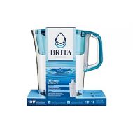 Brita Tahoe Large 10 Cup Water Filter Pitcher with Smart Light Filter Reminder and 1 Standard Filter- Transparent Teal