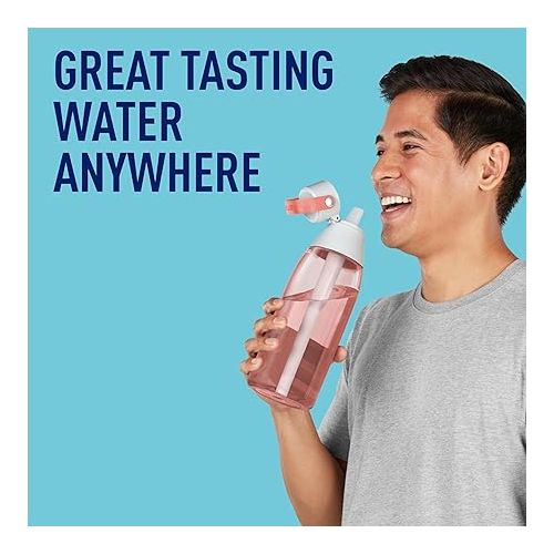  Brita Hard-Sided Plastic Premium Filtering Water Bottle, BPA-Free, Reusable, Replaces 300 Plastic Water Bottles, Filter Lasts 2 Months or 40 Gallons, Includes 1 Filter, Blush - 36 oz.