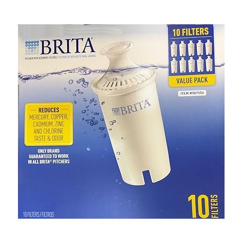  Brita 060258359916 987554 Pitcher Replacement Filters, Pack of 10, 10 Count (Pack of 1), White
