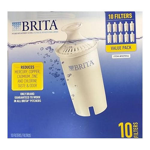  Brita 060258359916 987554 Pitcher Replacement Filters, Pack of 10, 10 Count (Pack of 1), White