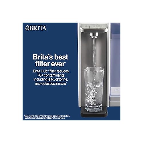  Brita Hub Instant Powerful Countertop Water Filter System, Corded Electric ,12 Cup Water Reservoir, Includes 6 Month Carbon Block Filter, White, 87340