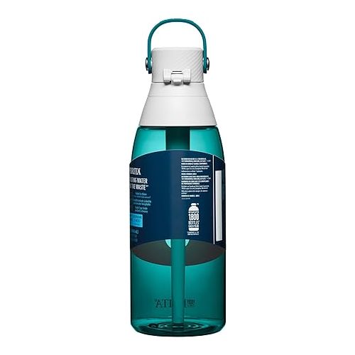  Brita Hard-Sided Plastic Premium Filtering Water Bottle, BPA-Free, Reusable, Replaces 300 Plastic Water Bottles, Filter Lasts 2 Months or 40 Gallons, Includes 1 Filter, Sea Glass - 36 oz.