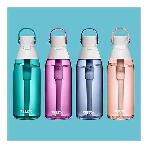  Brita Hard-Sided Plastic Premium Filtering Water Bottle, BPA-Free, Reusable, Replaces 300 Plastic Water Bottles, Filter Lasts 2 Months or 40 Gallons, Includes 1 Filter, Sea Glass - 36 oz.