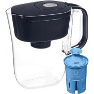 Brita Water Filter Space Saver Pitcher for Tap and Drinking Water with 1 Elite Filter, Black