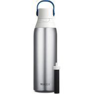 Brita Stainless Steel Premium Filtering Water Bottle, BPA-Free, Reusable, Insulated, Replaces 300 Plastic Water Bottles, Filter Lasts 2 Months or 40 Gallons, Includes 1 Filter, Stainless - 20 oz.