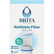 Brita Refillable Filter Starter Kit for Pitchers and Dispensers, BPA-Free, 80% Less Plastic*, Each Water Filter Lasts Two Months, Includes 1 Filter Shell and 3 Refillable Filters